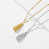 Sterling Silver Water Drop Hollow Pendant Necklace