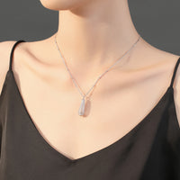 Sterling Silver Water Drop Hollow Pendant Necklace
