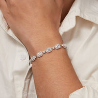 Cubic Zirconia Sterling Silver Cuban Link Bracelet