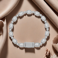 Cubic Zirconia Sterling Silver Cuban Link Bracelet