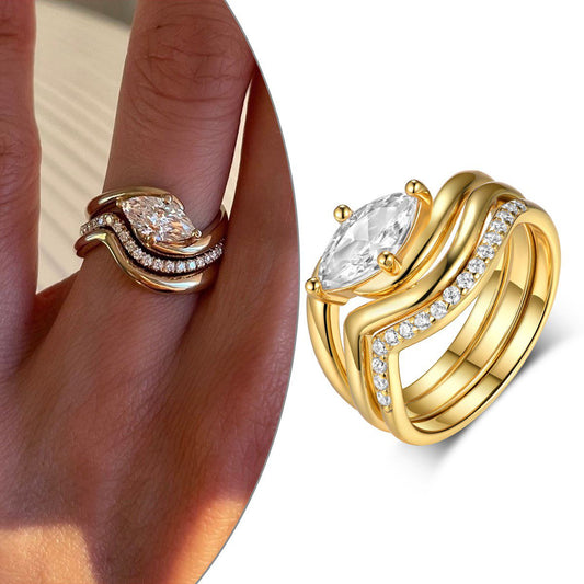 Moissanite Marquise Cut Engagement Ring in Sterling Silver