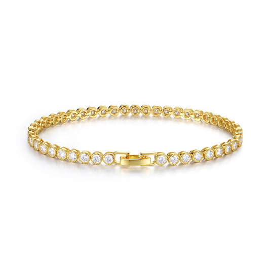 Moissanite Round Cut Sterling Silver Bracelet