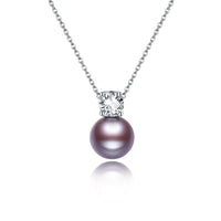 Natural Pearl and Moissanite Necklace in Sterling Silver