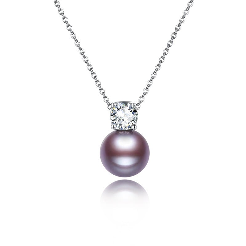 Natural Pearl and Moissanite Necklace in Sterling Silver