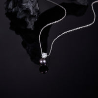 Natural Pearl and Moissanite Necklace in Sterling Silver