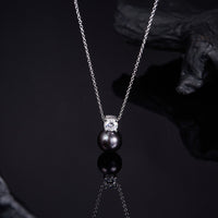 Natural Pearl and Moissanite Necklace in Sterling Silver