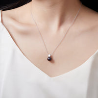 Natural Pearl and Moissanite Necklace in Sterling Silver