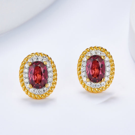 Sterling Silver Pyrope Drop Earrings