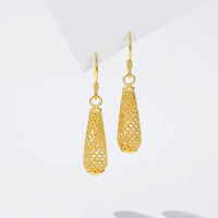 Water Drop Hollow Dangle Earrings in Sterling Silver