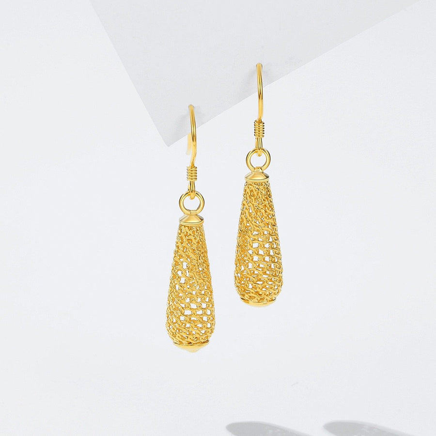 Water Drop Hollow Dangle Earrings in Sterling Silver