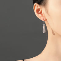 Water Drop Hollow Dangle Earrings in Sterling Silver