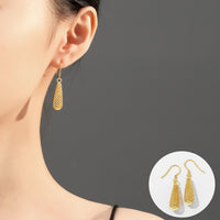 Water Drop Hollow Dangle Earrings in Sterling Silver