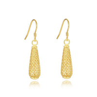 Water Drop Hollow Dangle Earrings in Sterling Silver