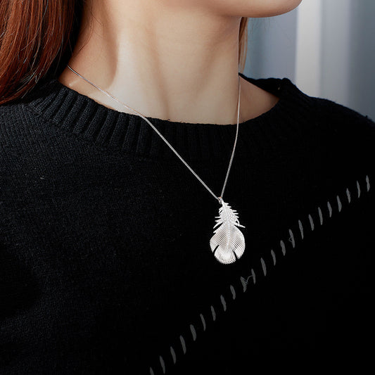 Sterling Silver Feather Pendant Necklace