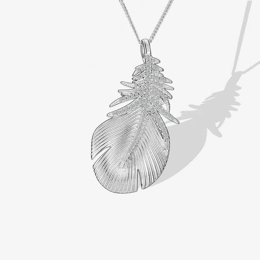 Sterling Silver Feather Pendant Necklace