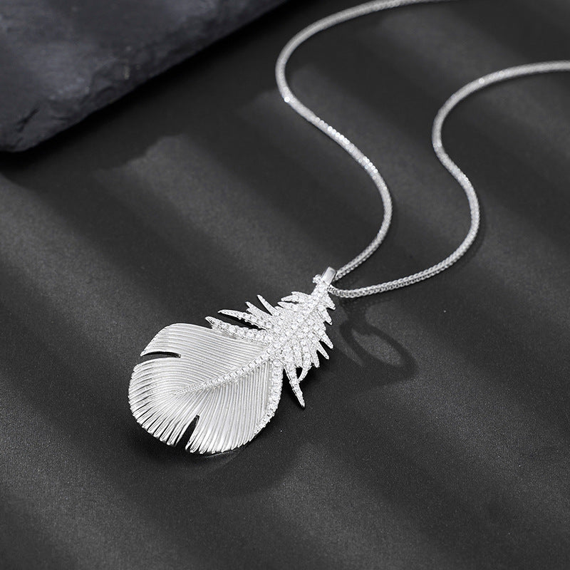 Sterling Silver Feather Pendant Necklace