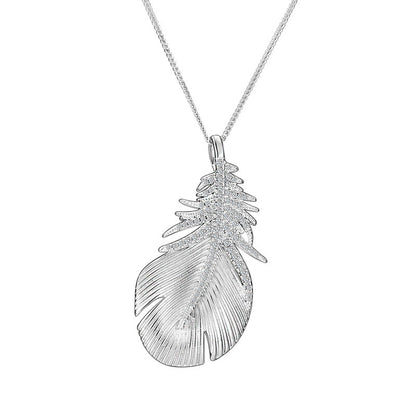 Sterling Silver Feather Pendant Necklace