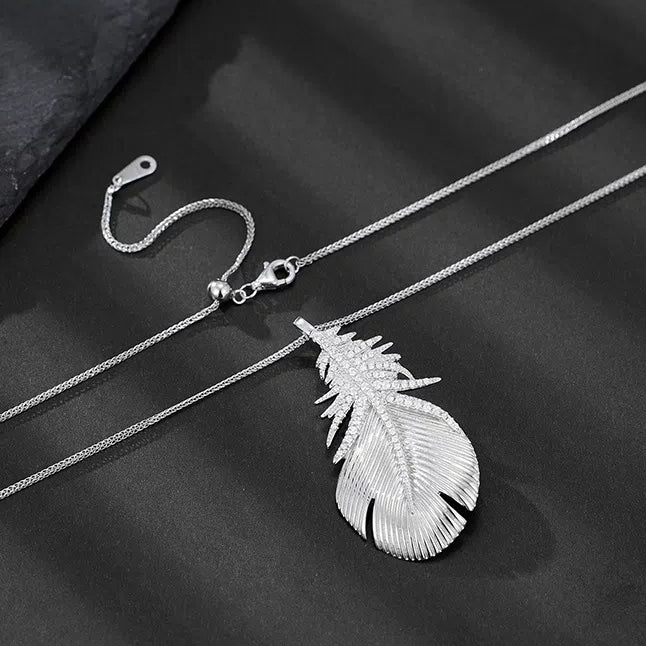 Sterling Silver Feather Pendant Necklace