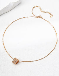 Gold Plated Cubic Zirconia Cylinder Necklace