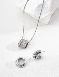 Gold Plated Cubic Zirconia Cylinder Necklace