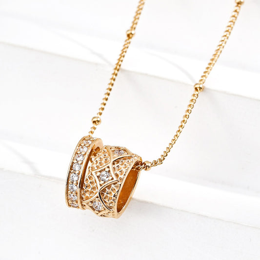 Gold Plated Cubic Zirconia Cylinder Necklace