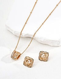 Gold Plated Cubic Zirconia Cylinder Necklace
