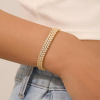 Moissanite 2mm Gold Plated Sterling Silver Bracelet