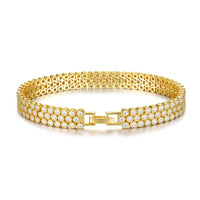 Moissanite 2mm Gold Plated Sterling Silver Bracelet