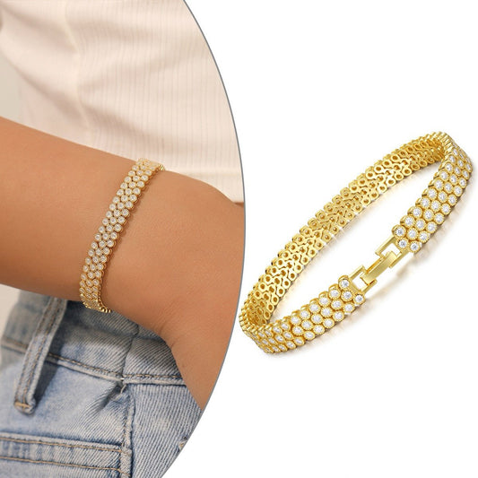 Moissanite 2mm Gold Plated Sterling Silver Bracelet