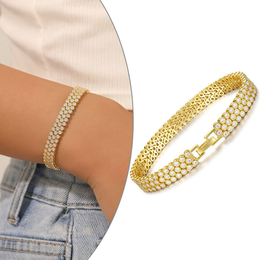 Moissanite 2mm Gold Plated Sterling Silver Bracelet