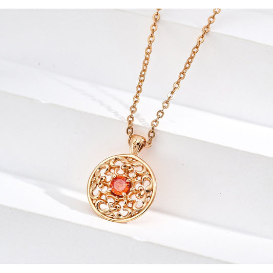 Gold Plated Vintage Red Necklace
