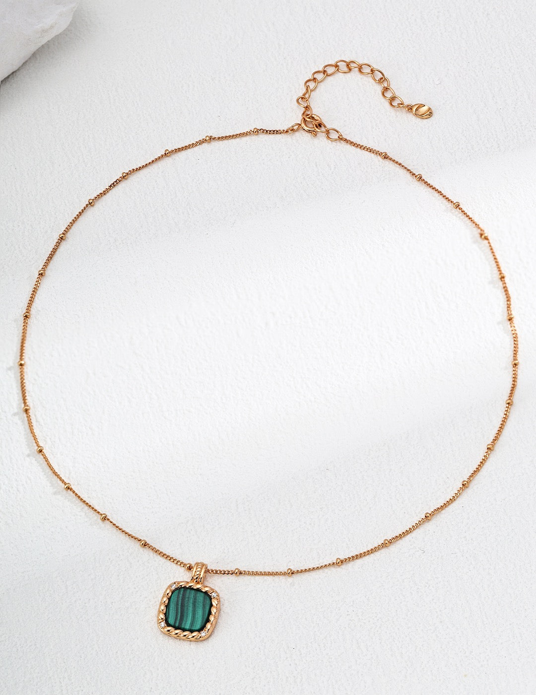 Gold Plated Natural Malachite Pendant Necklace