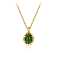 Natural Jasper Oval Pendant Necklace