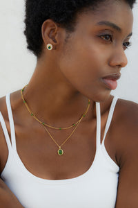 Natural Jasper Oval Pendant Necklace