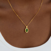 Natural Jasper Oval Pendant Necklace