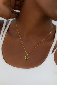Natural Jasper Oval Pendant Necklace