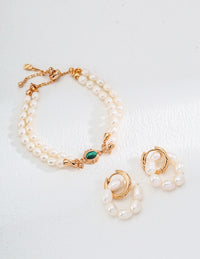 Sterling Silver Pearl and Malachite Bracelet