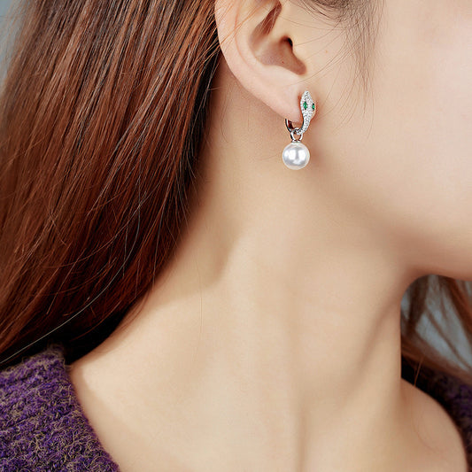 Sterling Silver Snake Shell Pearl Earrings