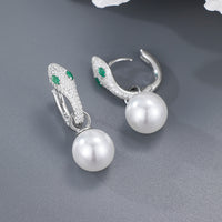 Sterling Silver Snake Shell Pearl Earrings