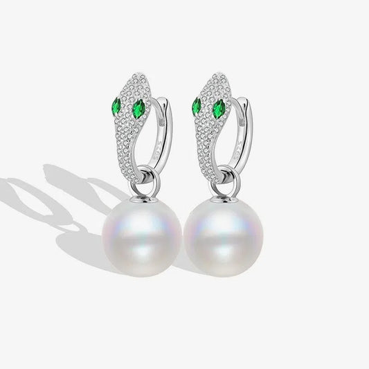 Sterling Silver Snake Shell Pearl Earrings