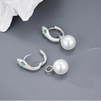 Sterling Silver Snake Shell Pearl Earrings