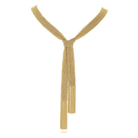 Gold Braided Tie Necklace in Sterling Silver