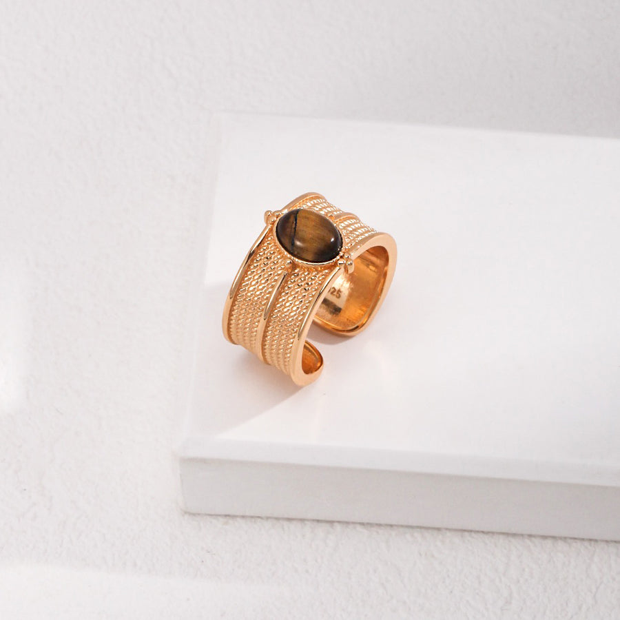 Sterling Silver Tiger's Eye Minimalist Ring