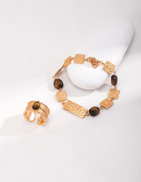 Sterling Silver Tiger's Eye Minimalist Ring