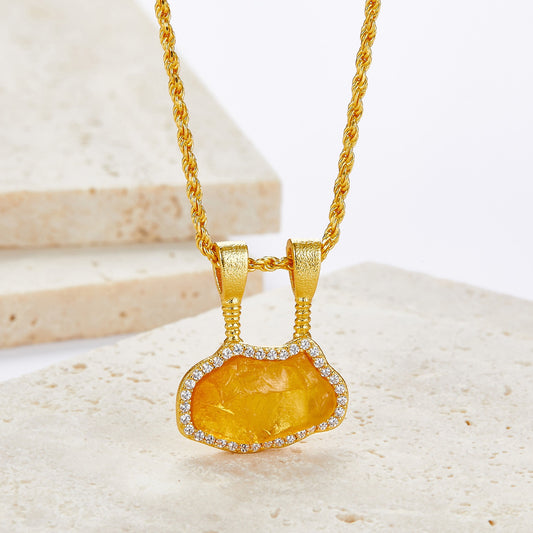 Natural Citrine Pendant Necklace