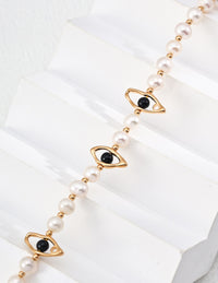 Sterling Silver Black Onyx & Natural Pearl Necklace