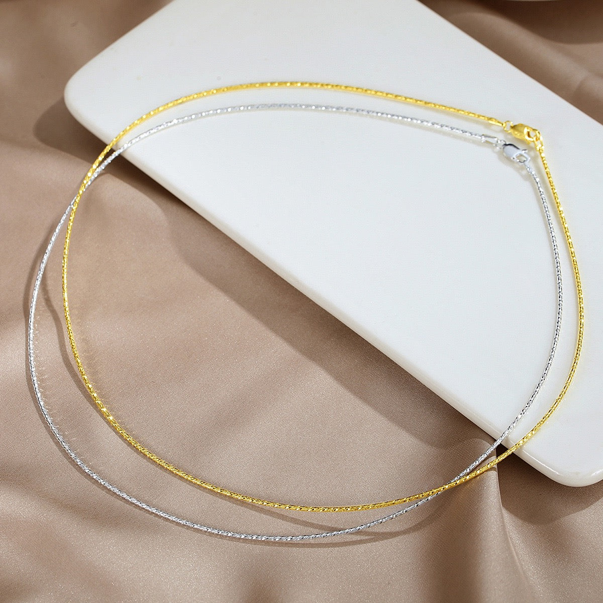 Floral Omega Link Necklace in Sterling Silver