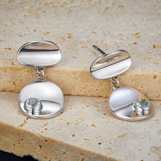 Sterling Silver Topaz Drop Earrings