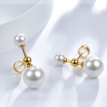 Sterling Silver Shell Pearl Stud Earrings