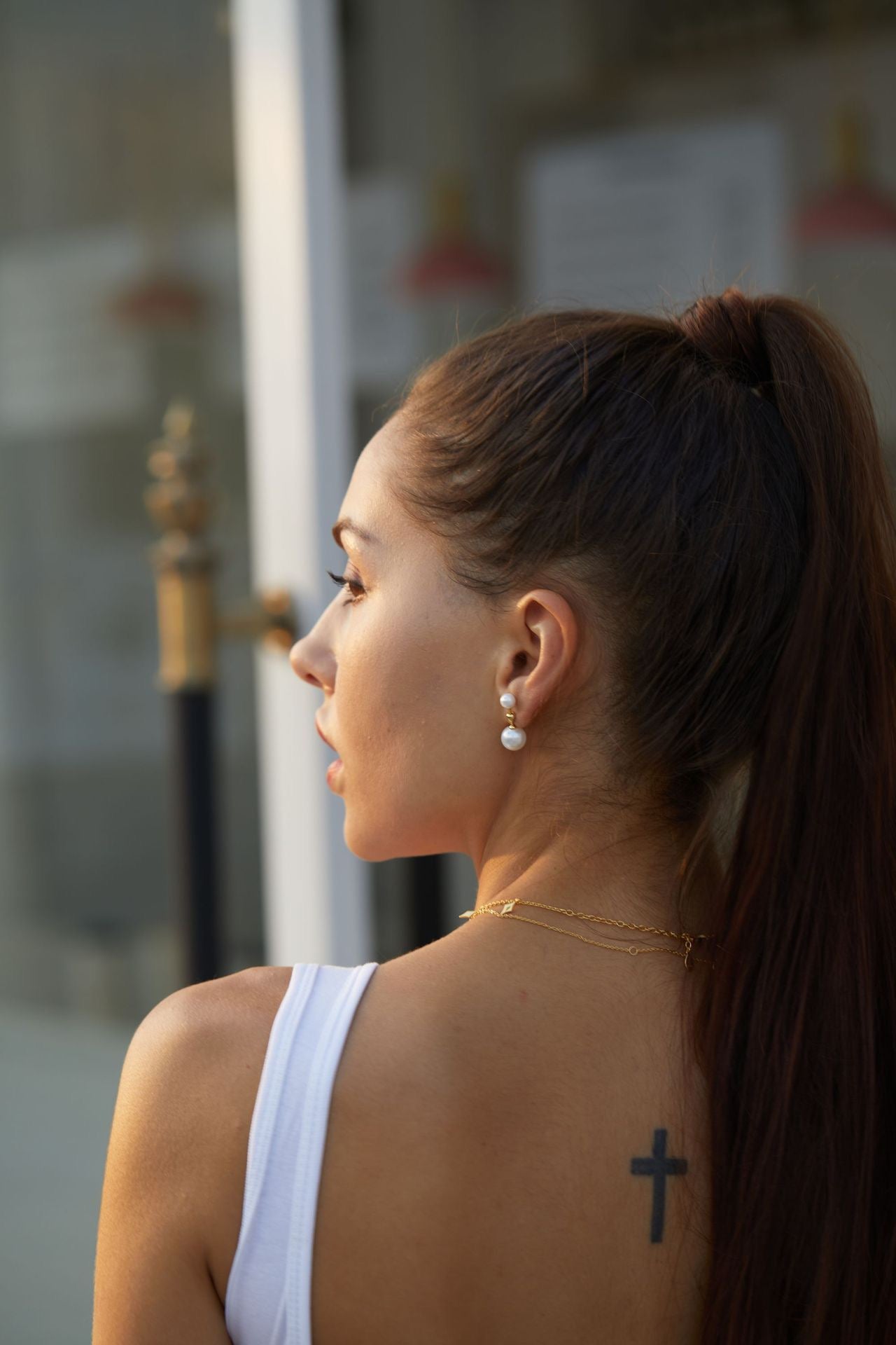 Sterling Silver Shell Pearl Stud Earrings